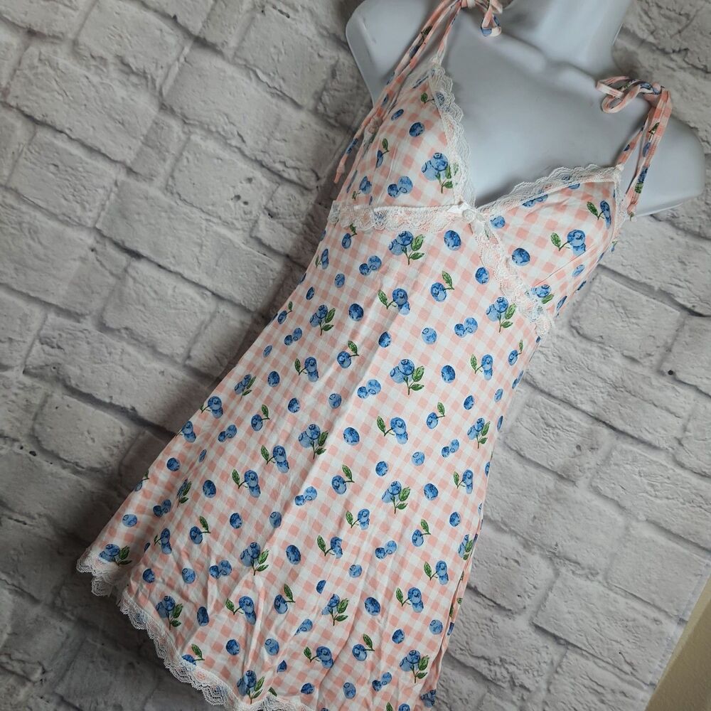 Sugar Thrillz Blueberry Pink Gingham Babydoll Slip Dress Size Medium Dolls Kill